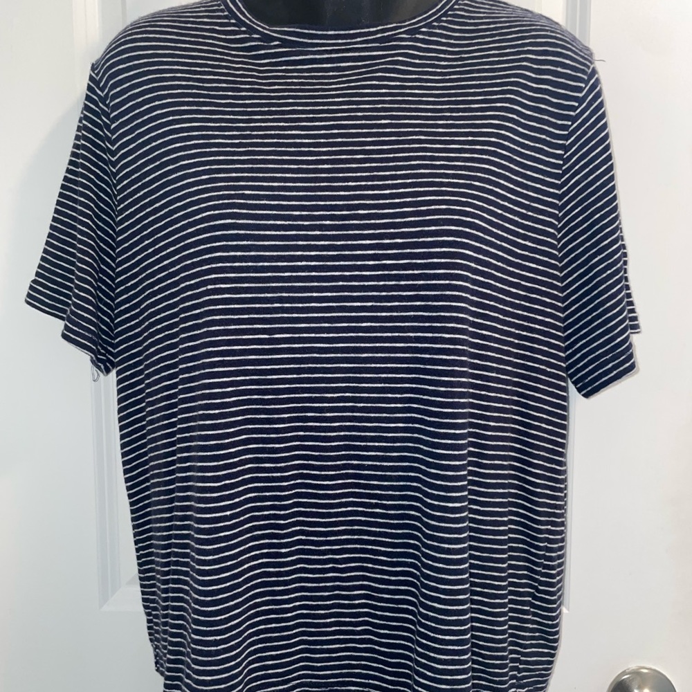 A New Day Navy Blue/White Striped Comfort Top